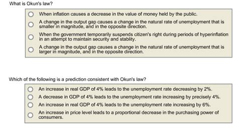 Solved What is Okun's law? Which of the following is a | Chegg.com