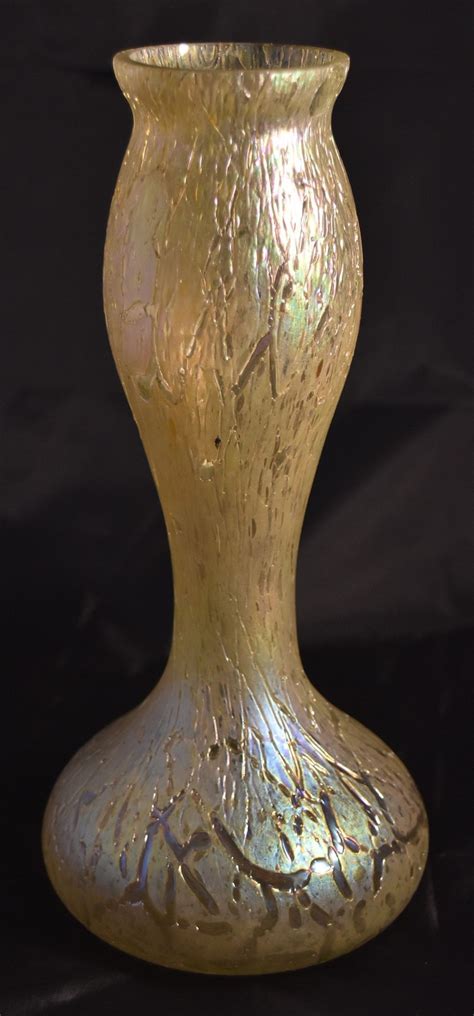 Art Nouveau Golden Crackle Art Glass Vase By Joseph Rindskopf Etsy