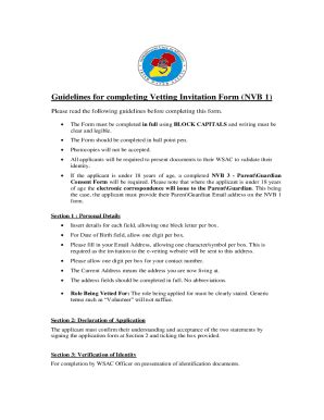 Fillable Online Guidelines For Completing Vetting Invitation Form Nvb