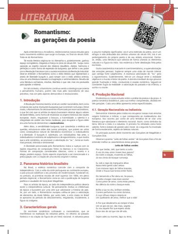 LITERATURA ROMANTISMO AS GERAÇÕES DA POESIA