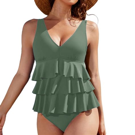 Wancir Bikini Sets For Women Womens High Waisted Bikini Sets Ruffle Sling Swimsuits Crisscross