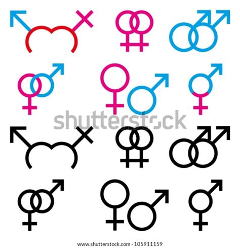 Vector Illustrations Of Male And Female Sex Symbol In Colour And Black And White