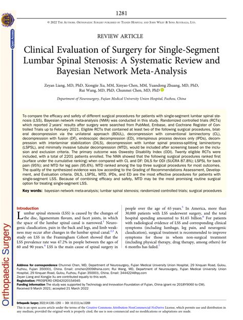 PDF Clinical Evaluation Of Surgery For SingleSegment Lumbar Spinal