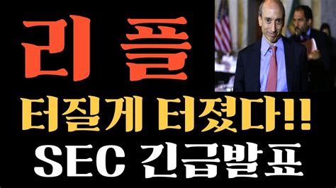 리플 코인 터질게 터졌다 미국SEC 긴급발표 리플CEO 갈링하우스 작심했다 리플목표가 리플호재 리플전망 리플코인