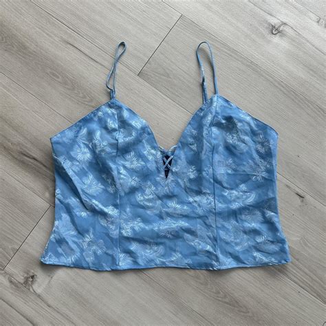 Jolynn S Floral Satin Lingerie Set Sky Blue Semi Depop