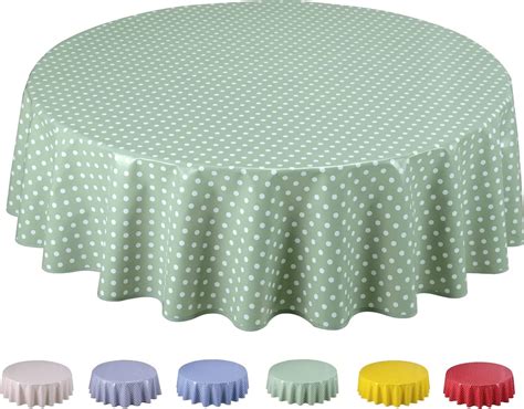 Home Direct Nappe Toile Cir E Pvc Ronde Cm Petit Pois Vert Sauge