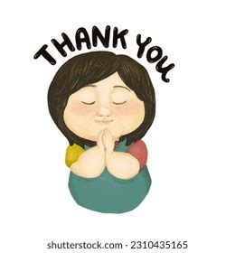 Girl Saying Thankyou Grateful Cute Stock Illustration 2310435165 ...