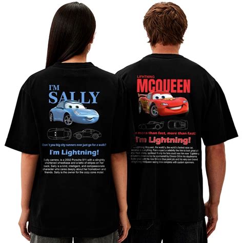 Kit 2 Camisetas Casal Oversized Relâmpago Mcqueen e Sally Masculina e