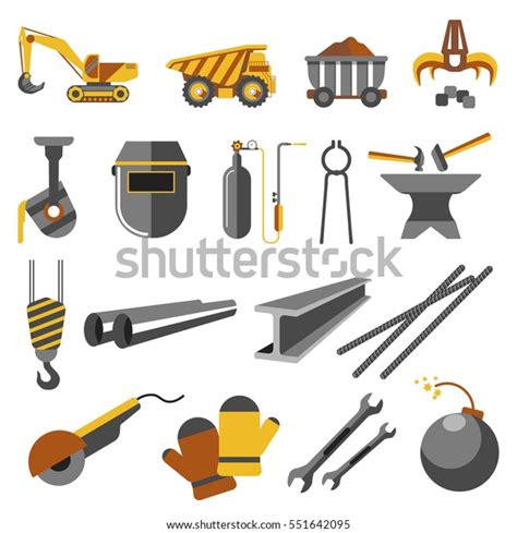 Icons Set Metallurgy Industry Symbols Work Stock Vector Royalty Free