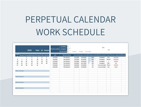 Perpetual Calendar Study Plan Schedule Excel Template And Google Sheets