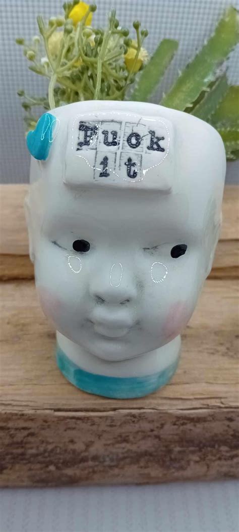Ceramic Doll Head Succulent Planter Fuck It Etsy