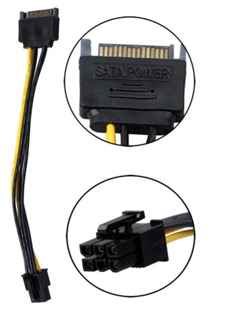 SATA Power Cable 15 Pin To 6 Pin PCI EXPRESS PCI E Sata Graphics