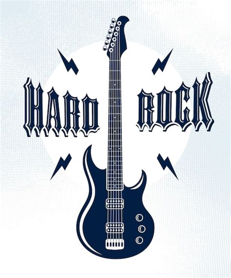 Premium Vector | Hard Rock emblem with electric guitar vector logo, concert festival or night ...