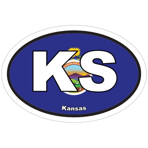 Kansas Ks State Flag Oval Sticker