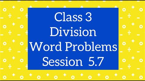 Class 3 Maths Cbse Division Word Problems Ch 5 Division Session 5