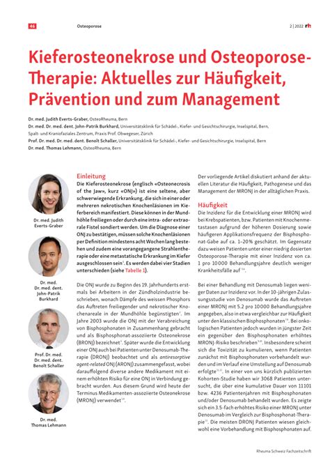 Pdf Kieferosteonekrose Und Osteoporose Therapie Aktuelles Zur