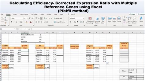 Calculate Relative Gene Expression With Multiple Reference Genes Using Excel Youtube