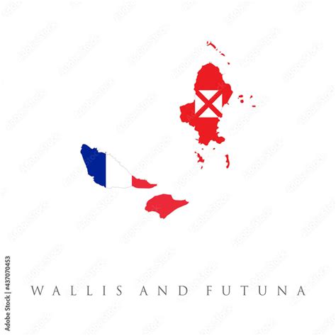 Map Of Wallis And Futuna In Wallis And Futuna Flag Colors Vector