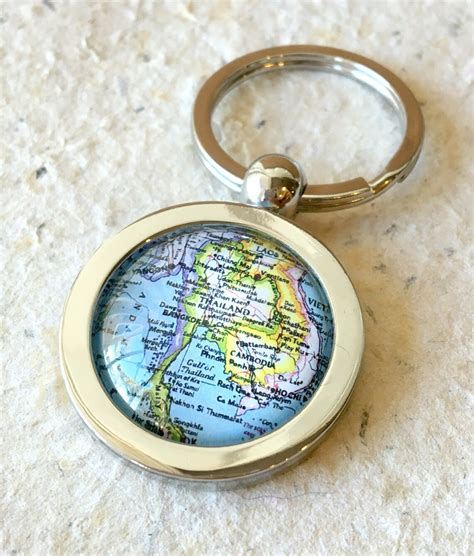 Thailand Map Keychain Key Chain Keyring Featuring Bangkok Etsy