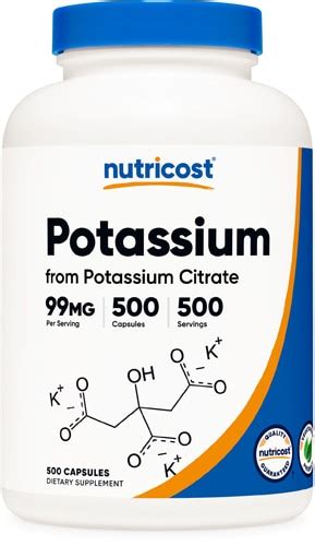 Nutricost Potassium Citrate 99 Mg 500 Capsules Vitacost