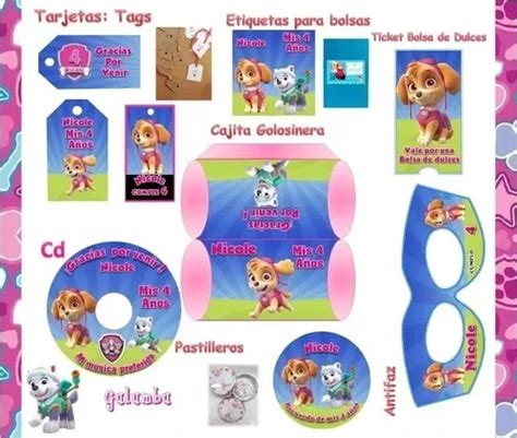 Kit Imprimible Paw Patrol Skye Patrulla Canina Nena Everest En Venta En