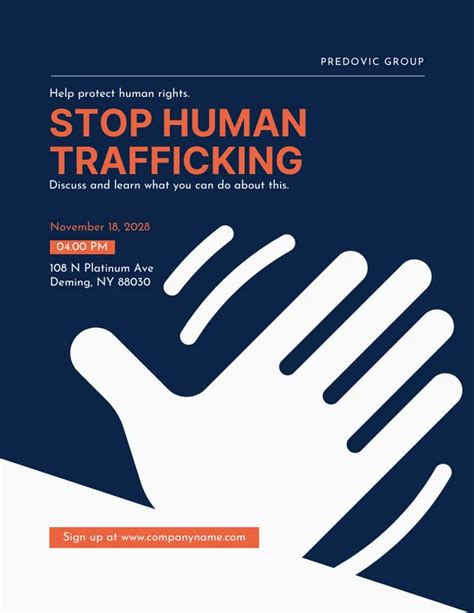 Navy And White Minimalist Stop Human Trafficking Poster Venngage