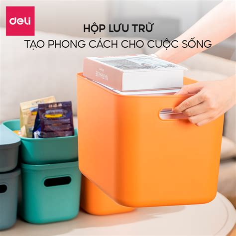 Hộp Nhựa đựng đồ đa Năng Có Nắp đậy Cao Cấp Nhiều Màu Deli Đựng Sách