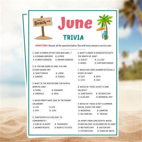 June Trivia Questions And Answers Printable - Free Printable Templates
