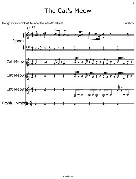 The Cat S Meow Sheet Music For Piano Cat Meows Drum Set