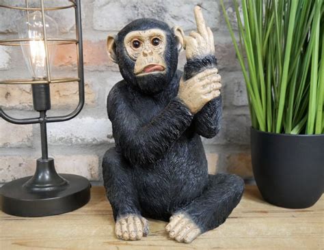 large resin middle finger monkey ornament funny home decor etsy