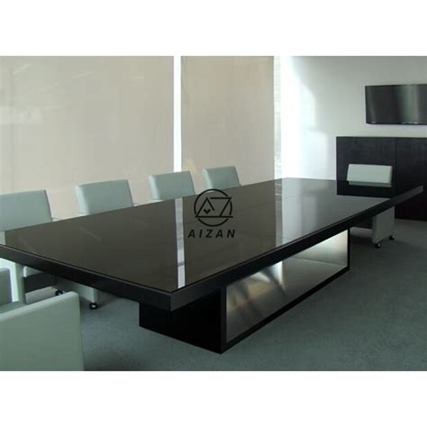 Modern Black Boardroom Conference Table For 10 Seats 20 Seats Custom Size