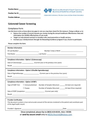 Fillable Online Colorectal Bcancer Screeningb Bluechoice Healthplan