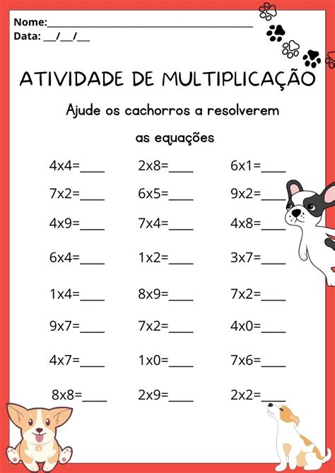 Tarefa De Multiplicação - Atividades de Multiplicação para Imprimir
