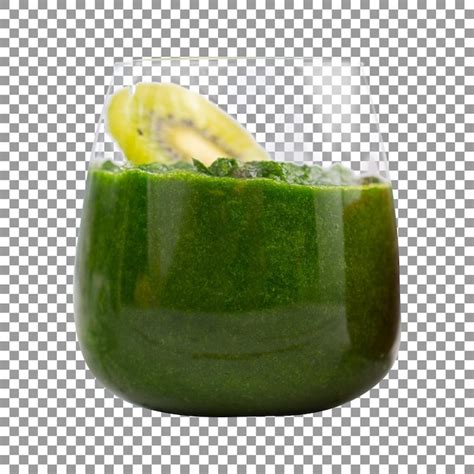 Copo Fresco De Smoothie De Kiwi Em Fundo Transparente Psd Premium