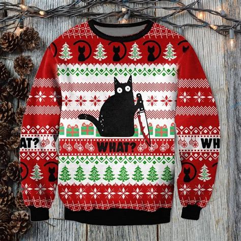 Funny Black Cat 2021 Christmas Ugly Sweater - Trends Bedding