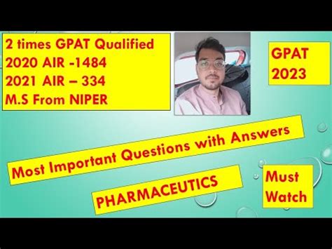 Most Important Questions Pharmaceutics With Detail Explanation GPAT