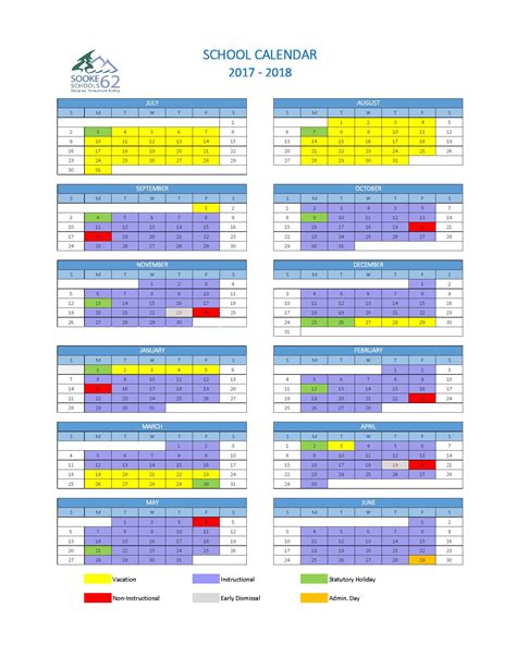 School Calendar 2017 18 Colour Millstream