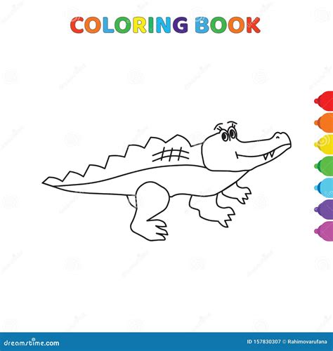 Libro De Coloración De Caricatura De Cocodrilos Para Niños Ilustración