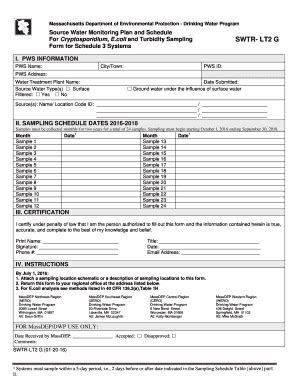 Fillable Online Source Water Monitoring Plan And Schedule Fax Email