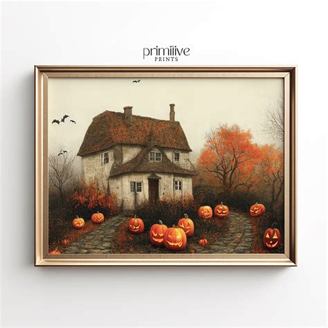 Halloween Landscape Print Fall Foliage Art October Wall - Etsy