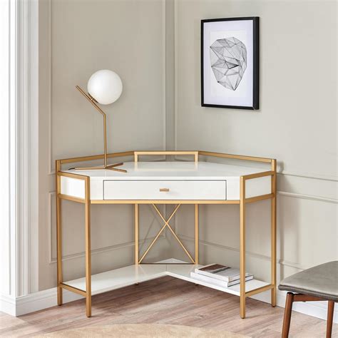 Leick Home Claudette Corner Desk White Gold ǀ Furniture ǀ Today's ...