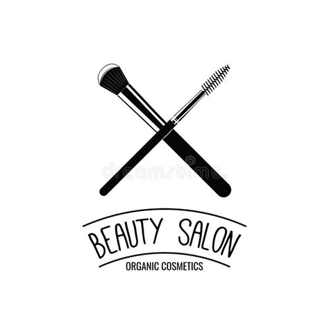 Beauty Salon Badge Makeup Brushes Label Vector Isolated Stock Vector