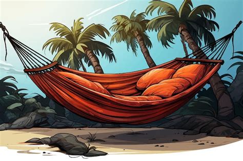 Premium Vector Hammock Suspended Between Two Palm Trees On A White