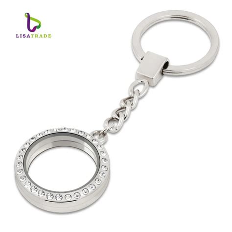 Pcs Round Living Memory Locket Keychain Magnetic Glass Photo