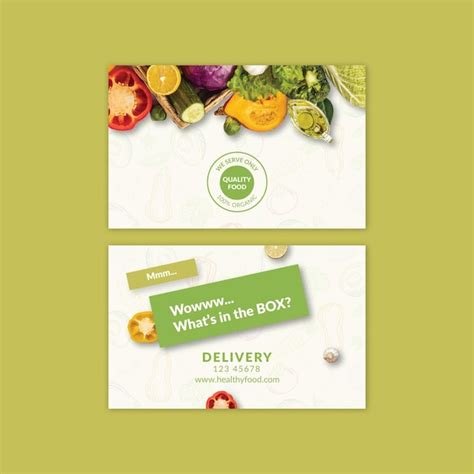 Premium Vector Bio And Healthy Food Business Card Template With Photo