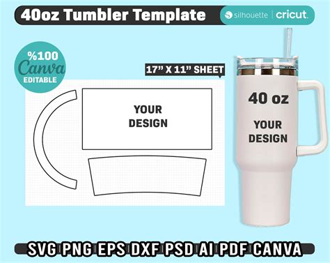 40oz Tumbler Template Svg Sublimation Tumbler Wrap Template Etsy Canada