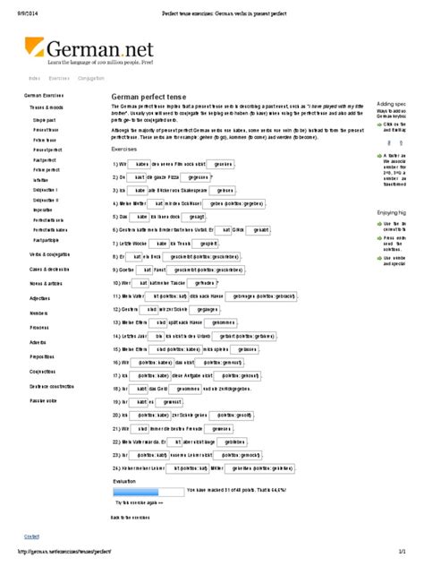 Perfect Tense Exercises German Verbs In Present Perfect