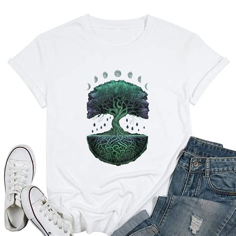 Womens Yggdrasil Norse Tree Of Life Viking Celtic Moon Phases T Shirt