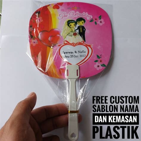 Jual Souvenir Kipas Wedding Free Sablon Nama Kemas Plastik Shopee