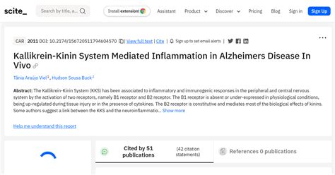 Kallikrein-Kinin System Mediated Inflammation in Alzheimers Disease In Vivo - [scite report]